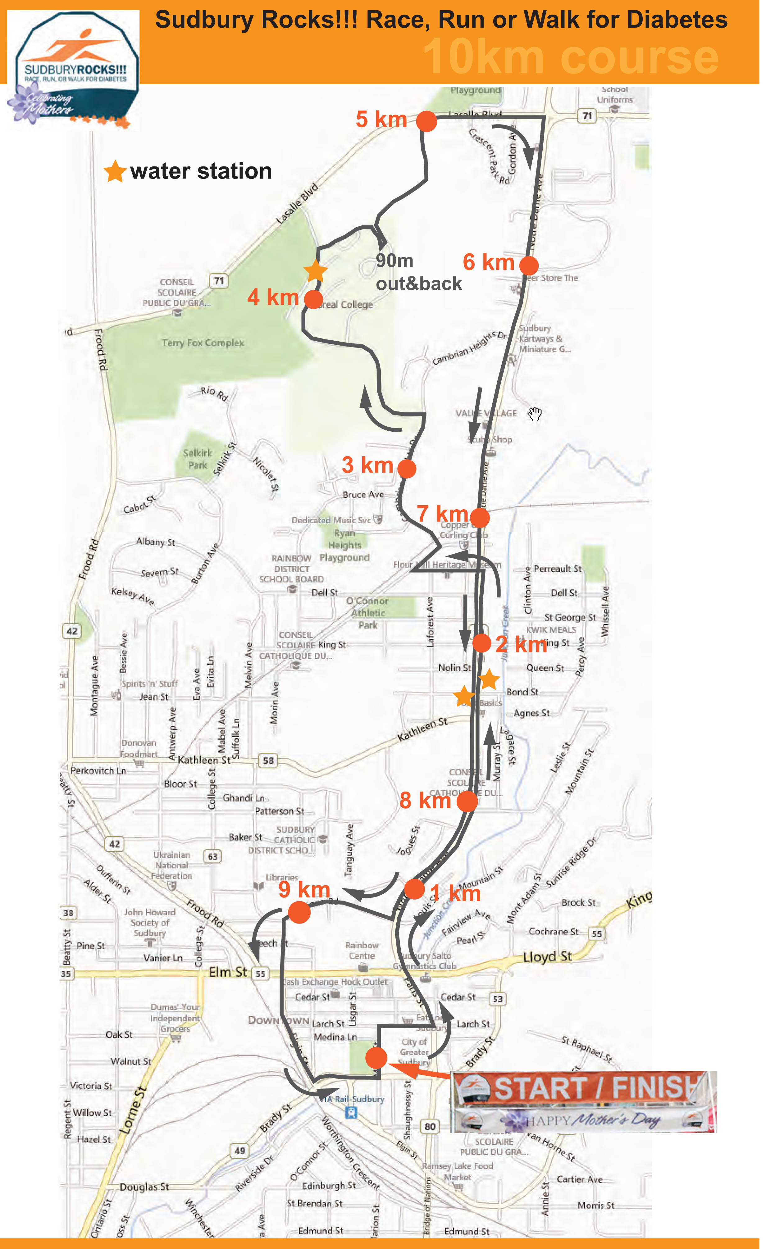 Sudbury Rocks 10km Route