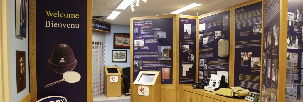 interior of police museum showing displays and photos