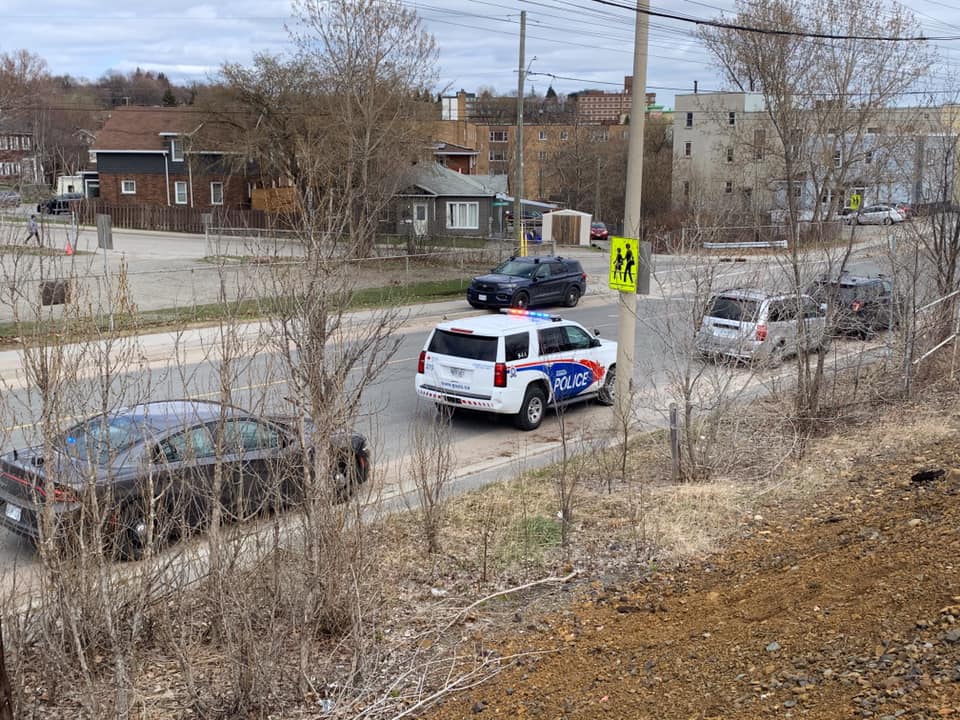 cruisers parked on street for spot check