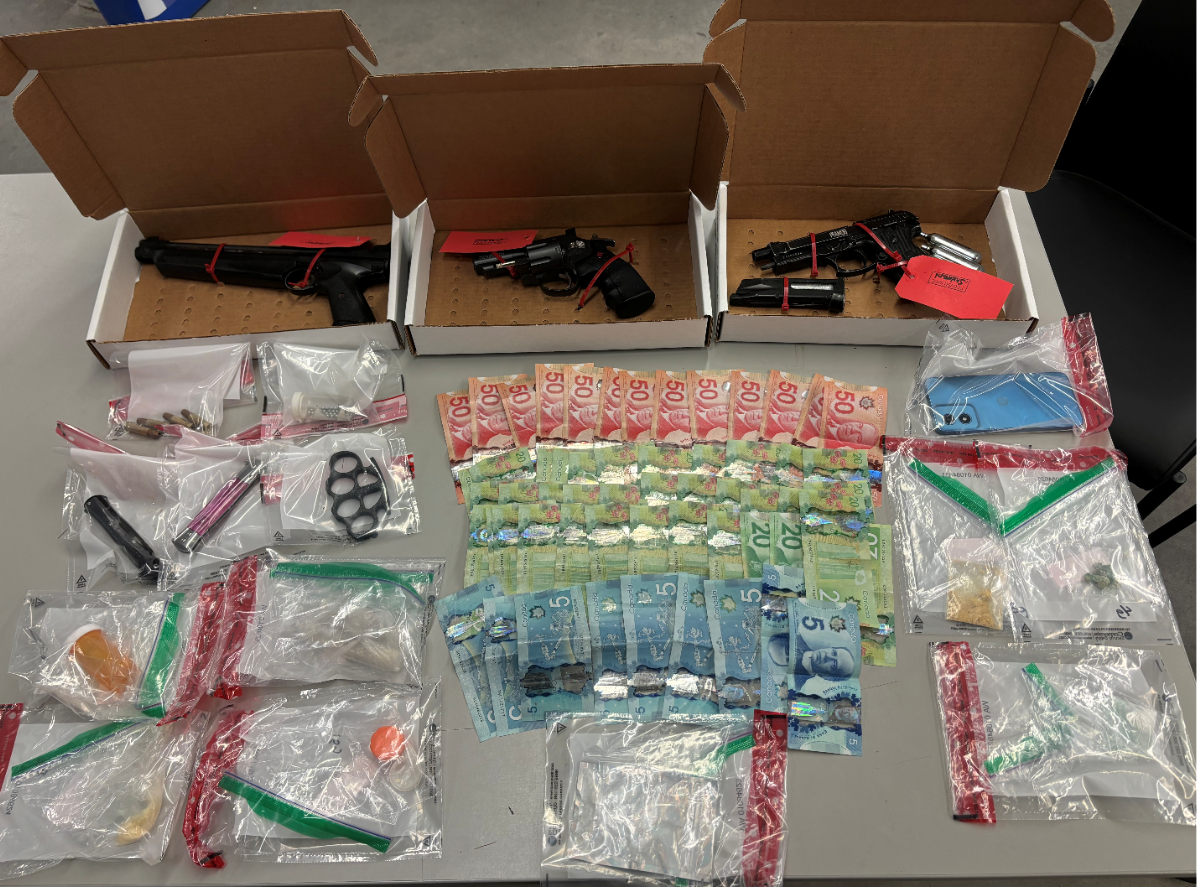 photo of replica firearms, drugs and cash