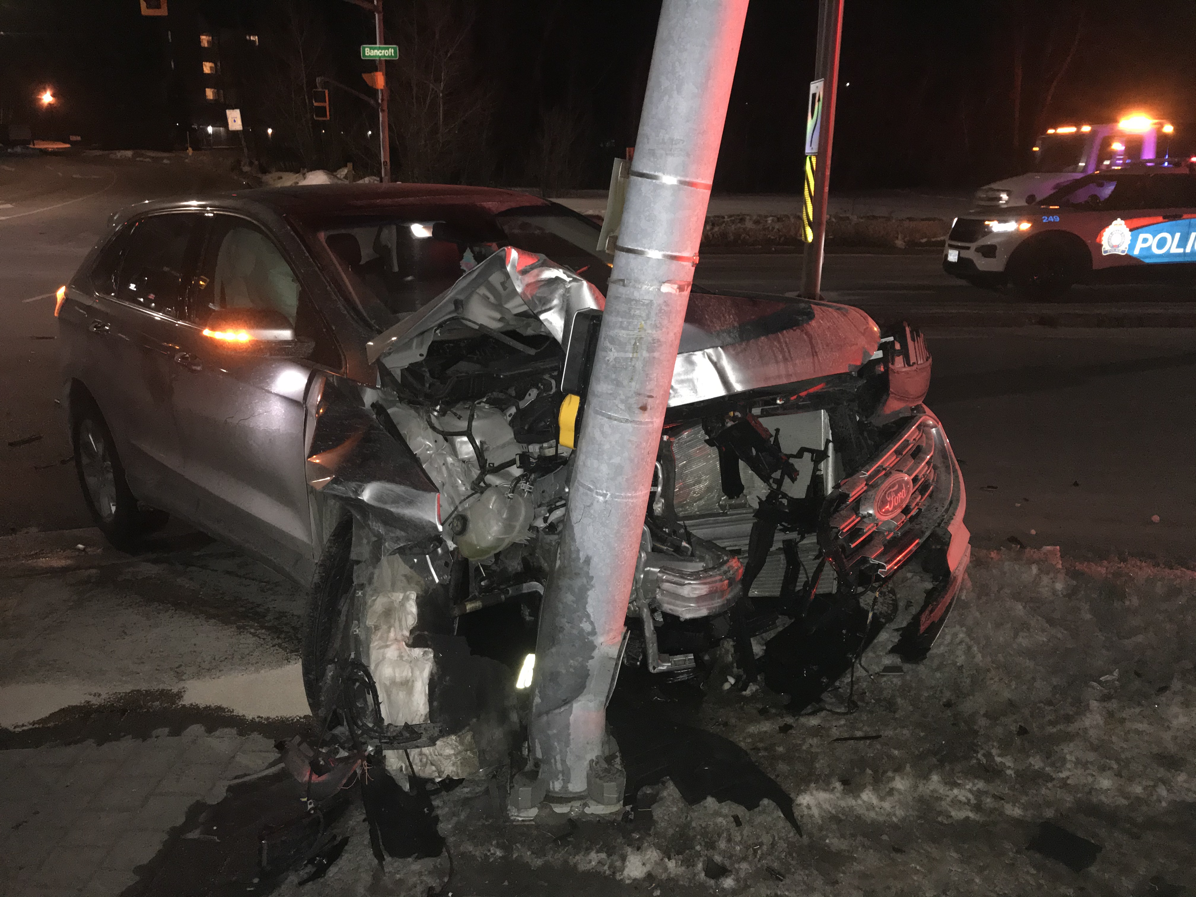 SUV collision front end demolished