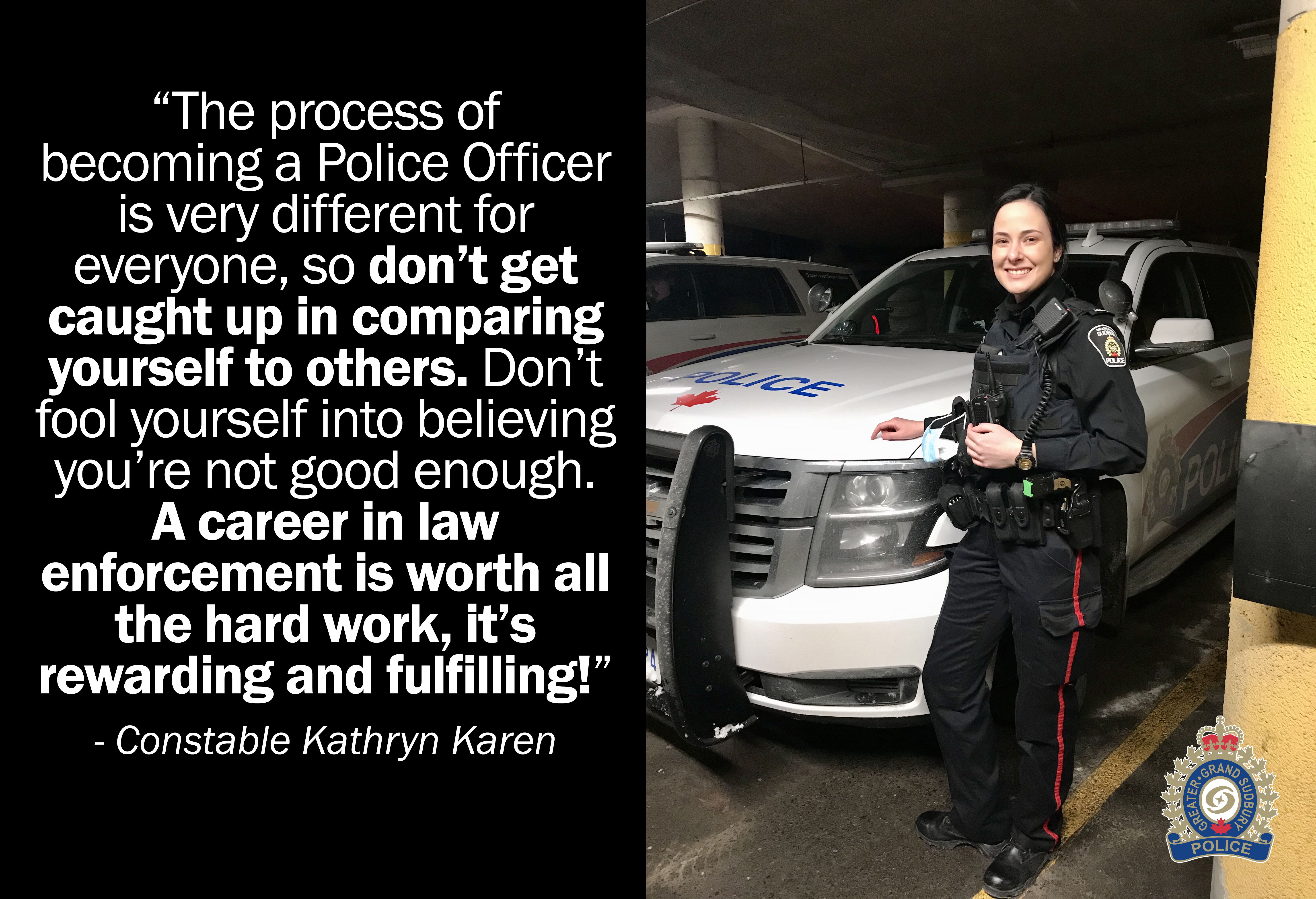 Police Officer standing beside cruiser