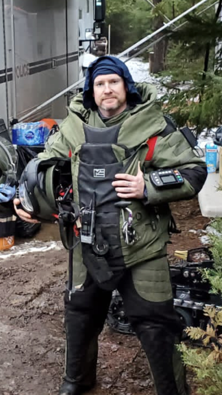 police officer wearing bomb suit